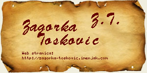 Zagorka Tošković vizit kartica